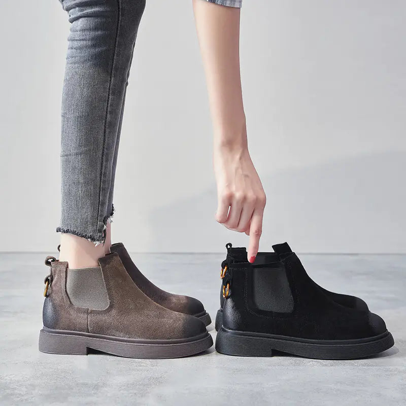 Women's Martin Boots 2020, Leather Chunky Ankle Boots