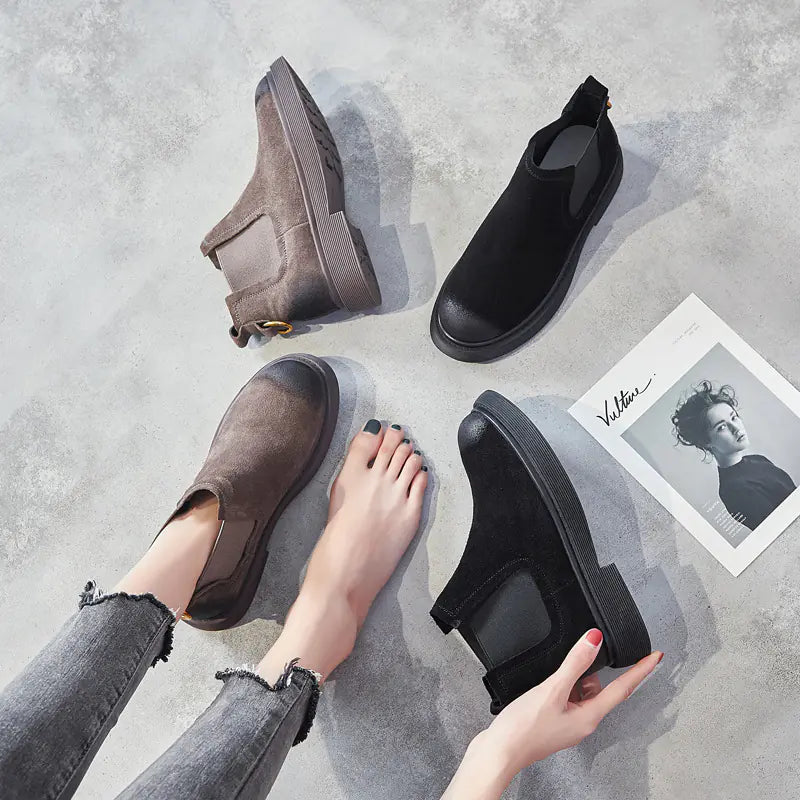 Women's Martin Boots 2020, Leather Chunky Ankle Boots