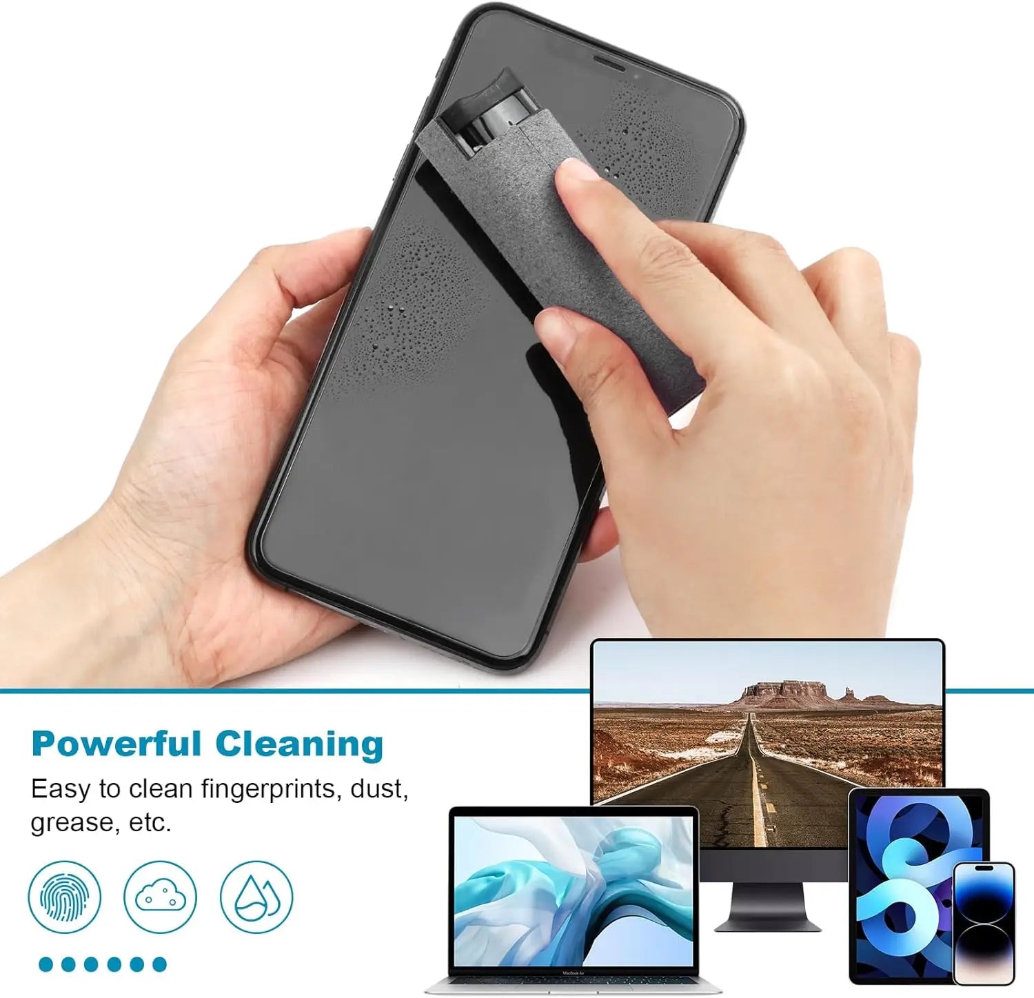 Screen Cleaner Spray Wipe for Laptop Monitor Phone PC Tablet Glass IPhone Touchscreen Polishing Cloth Cleaner Brush Cleaning Kit