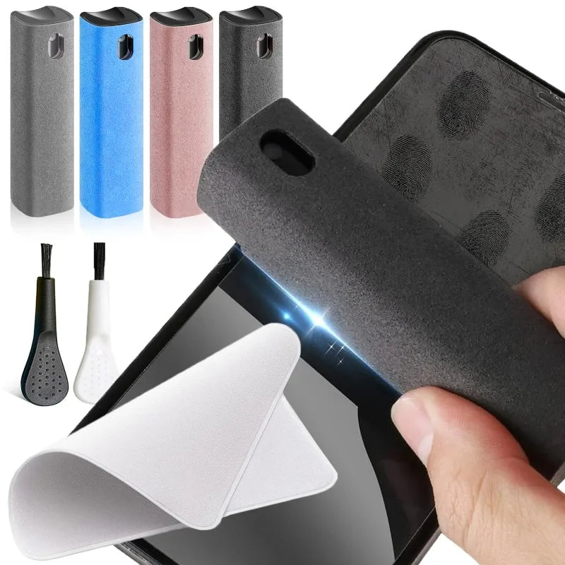 4in1 Microfiber Screen Cleaner Spray Bottle for Mobile Phone Ipad Computer Microfiber Polish Cloth Wipe Cleaning Glasses Wipes